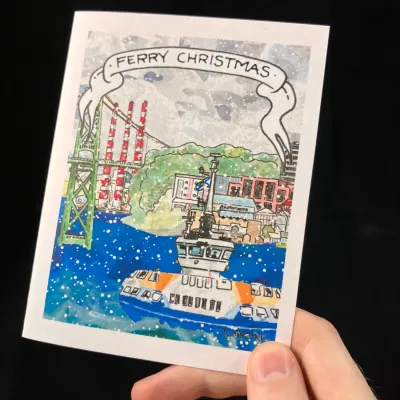 Ferry Christmas Flat Card - Bardbardbard Ferry Christmas Flat Card - Bardbardbard