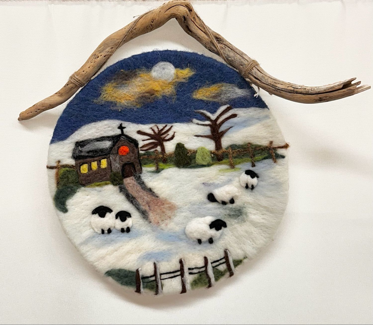 Large Felted Wall Art - Winter Town
