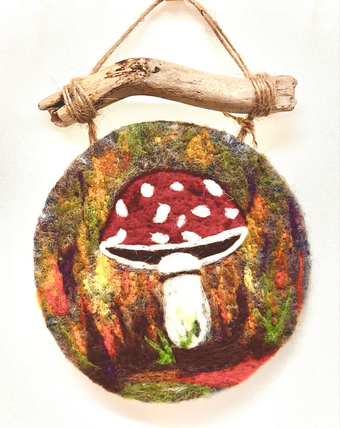 Small Felted Wall Art - Red Mushroom