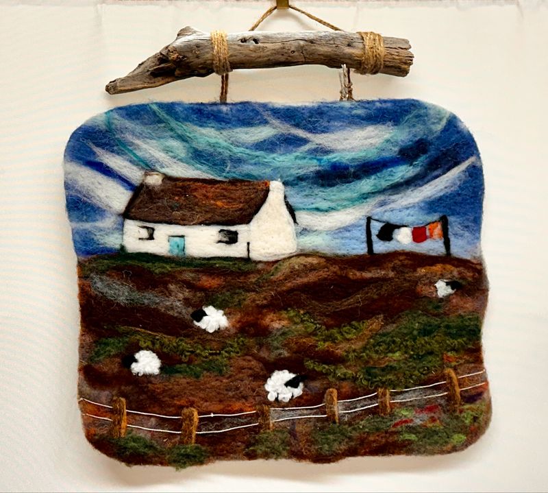 Large Felted Wall Art - Sheep Farm Large Felted Wall Art - Sheep Farm