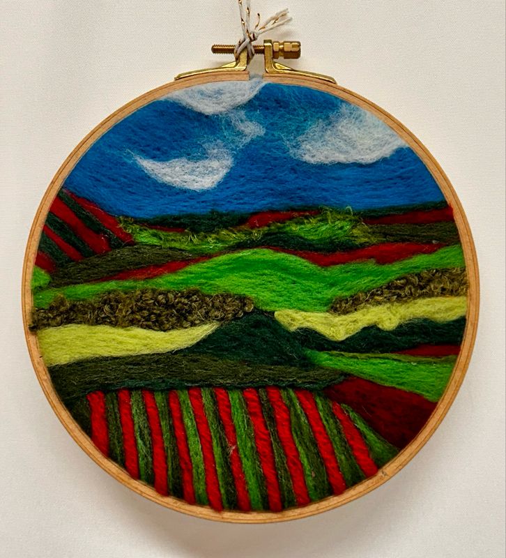 Large Felted Wall Art in Hoop - Poppy Field Large Felted Wall Art in Hoop - Poppy Field