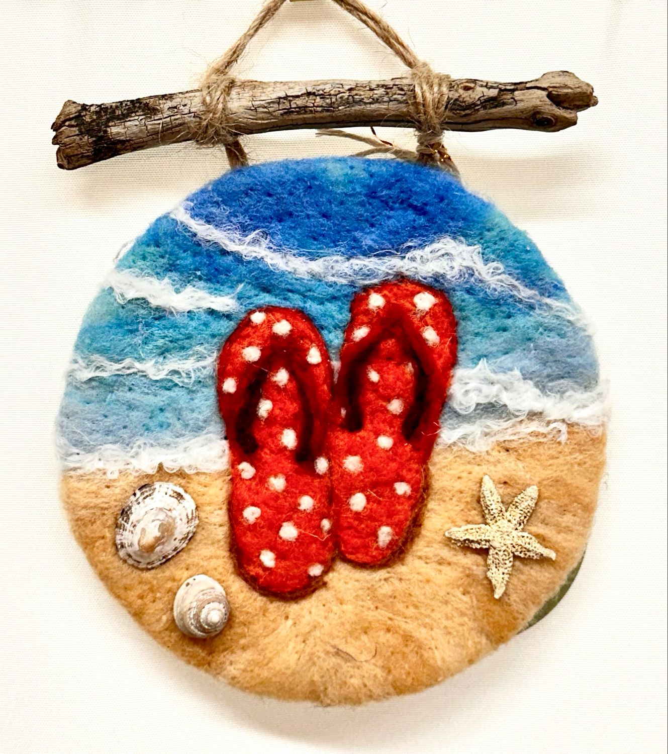 Small Felted Wall Art - Beach Sandals