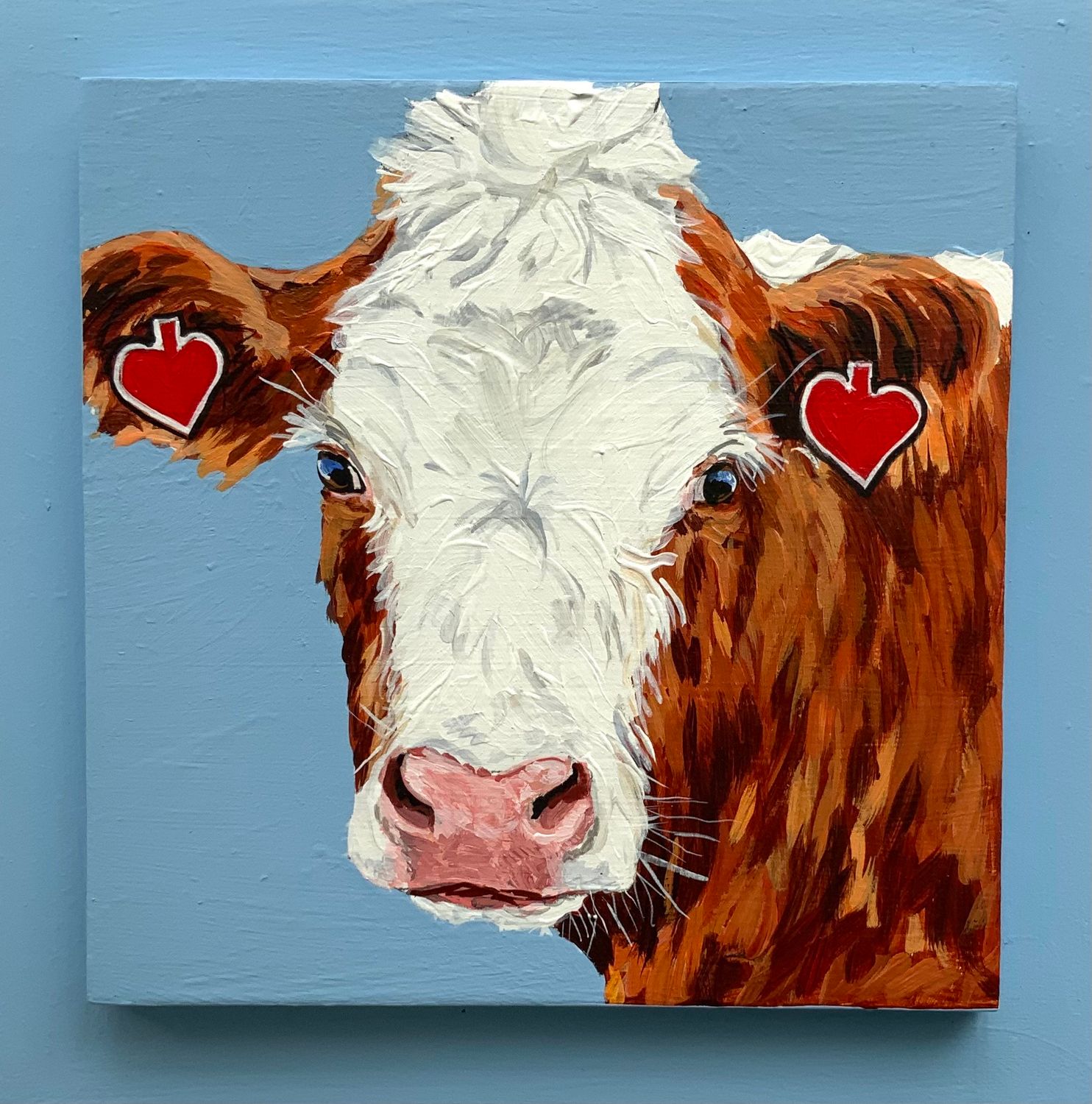 Nina the Cow on Blue - Susan Sweet