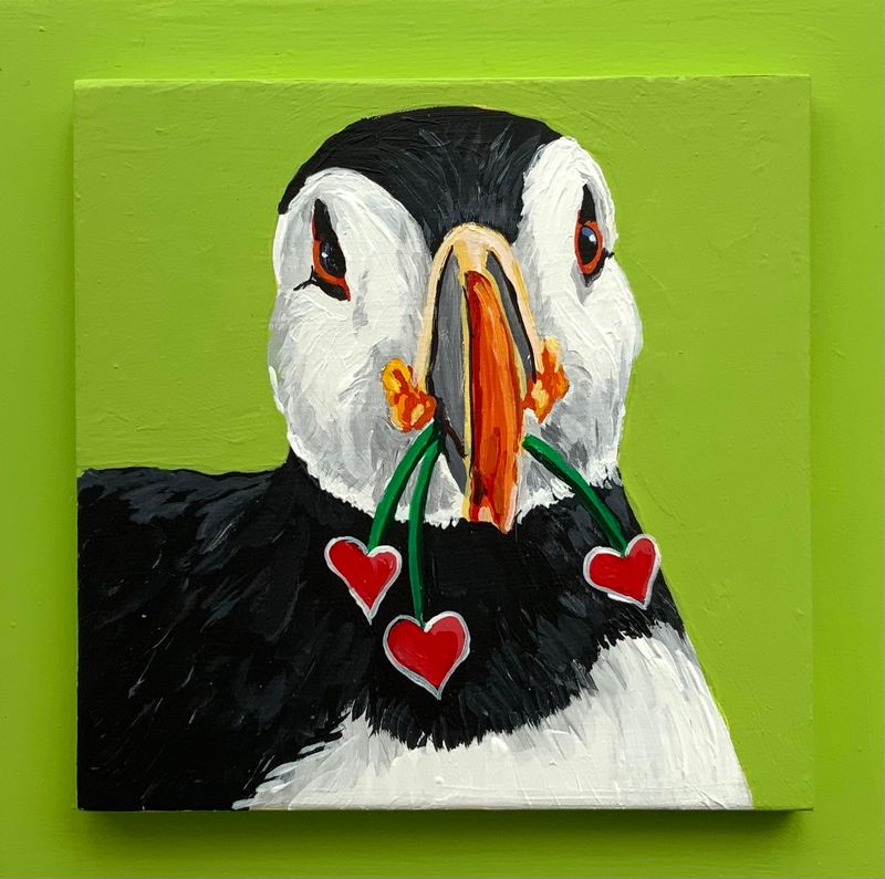 Chip the Puffin on Green - Susan Sweet