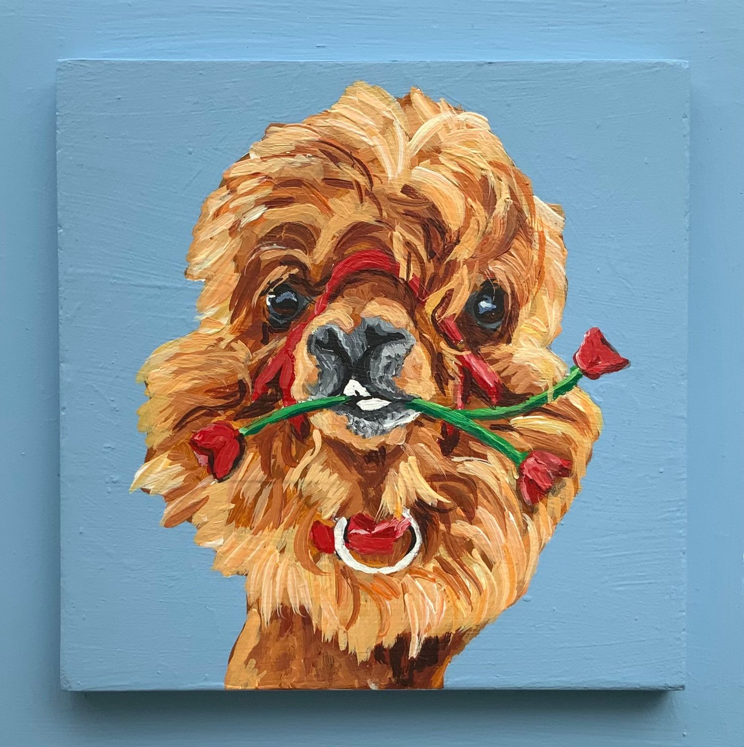 Winston the Alpaca on Blue - Susan Sweet