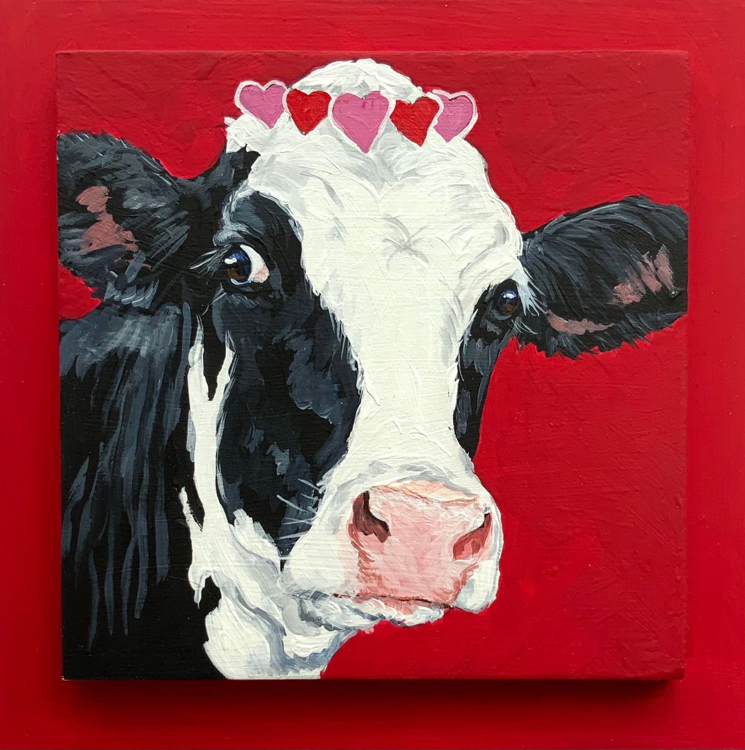 Genelle the Cow on Red - Susan Sweet