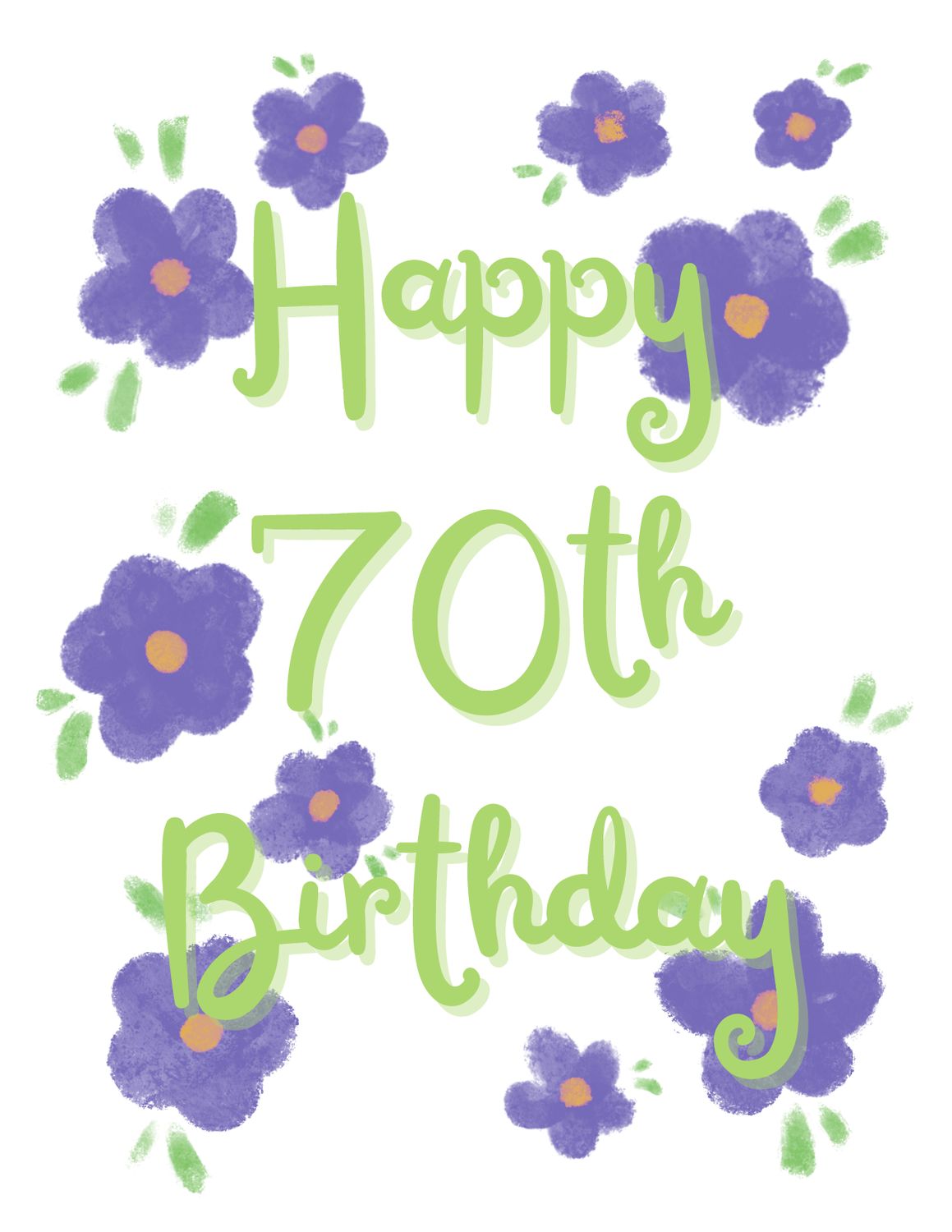 Happy 70th Birthday Purple Flowers Card  - MITM