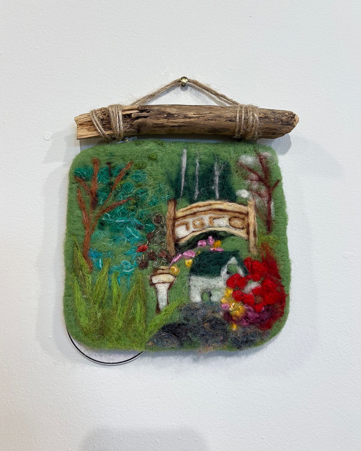 Small Felted Wall Art with Driftwood - Halifax Gardens - Magic of Wool