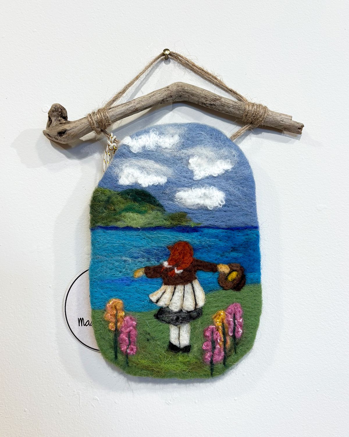 Small Felted Wall Art with Driftwood - Anne at The Beach - Magic of Wool
