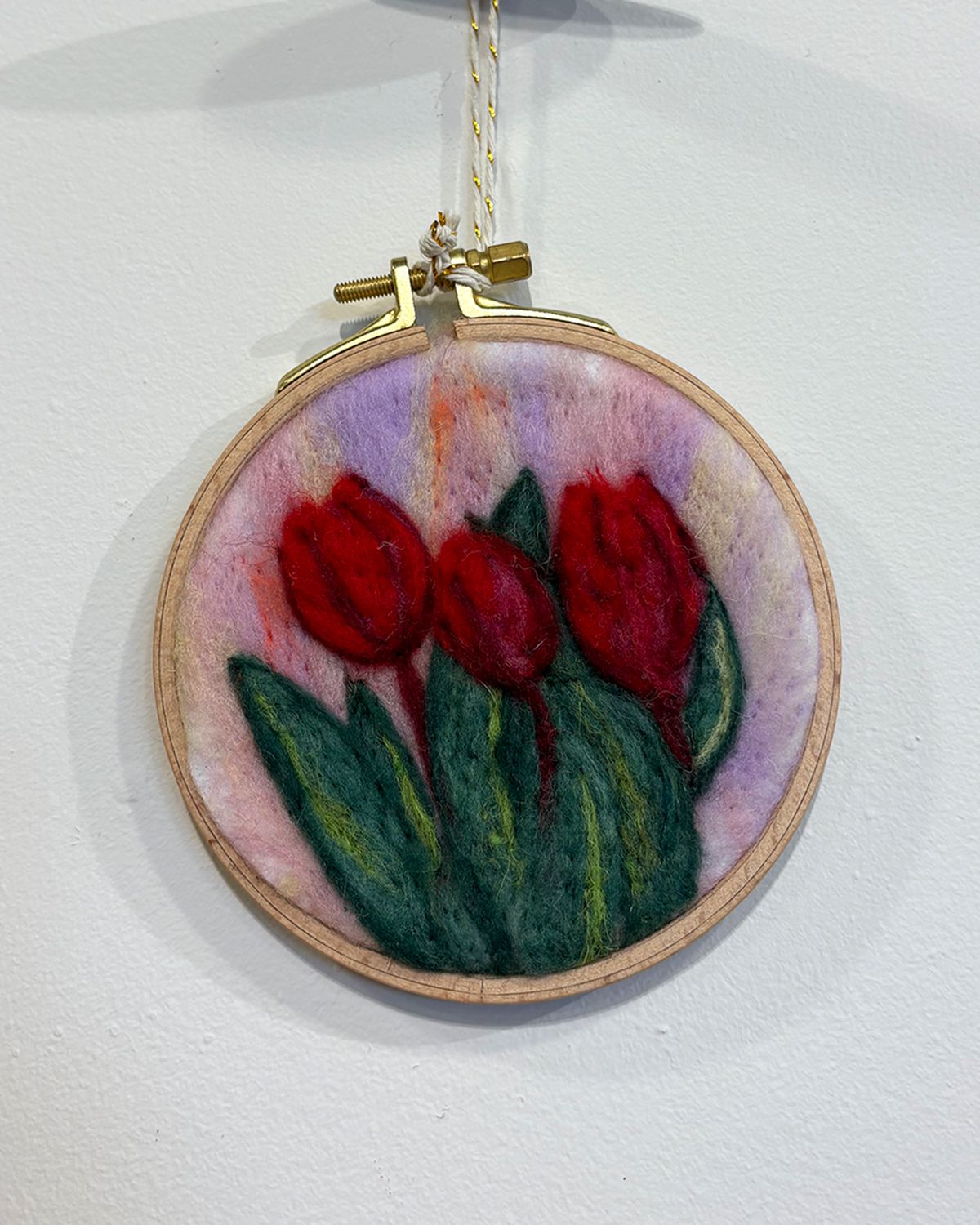 Small Felted Wall Art in a Hoop - Tulips - Magic of Wool