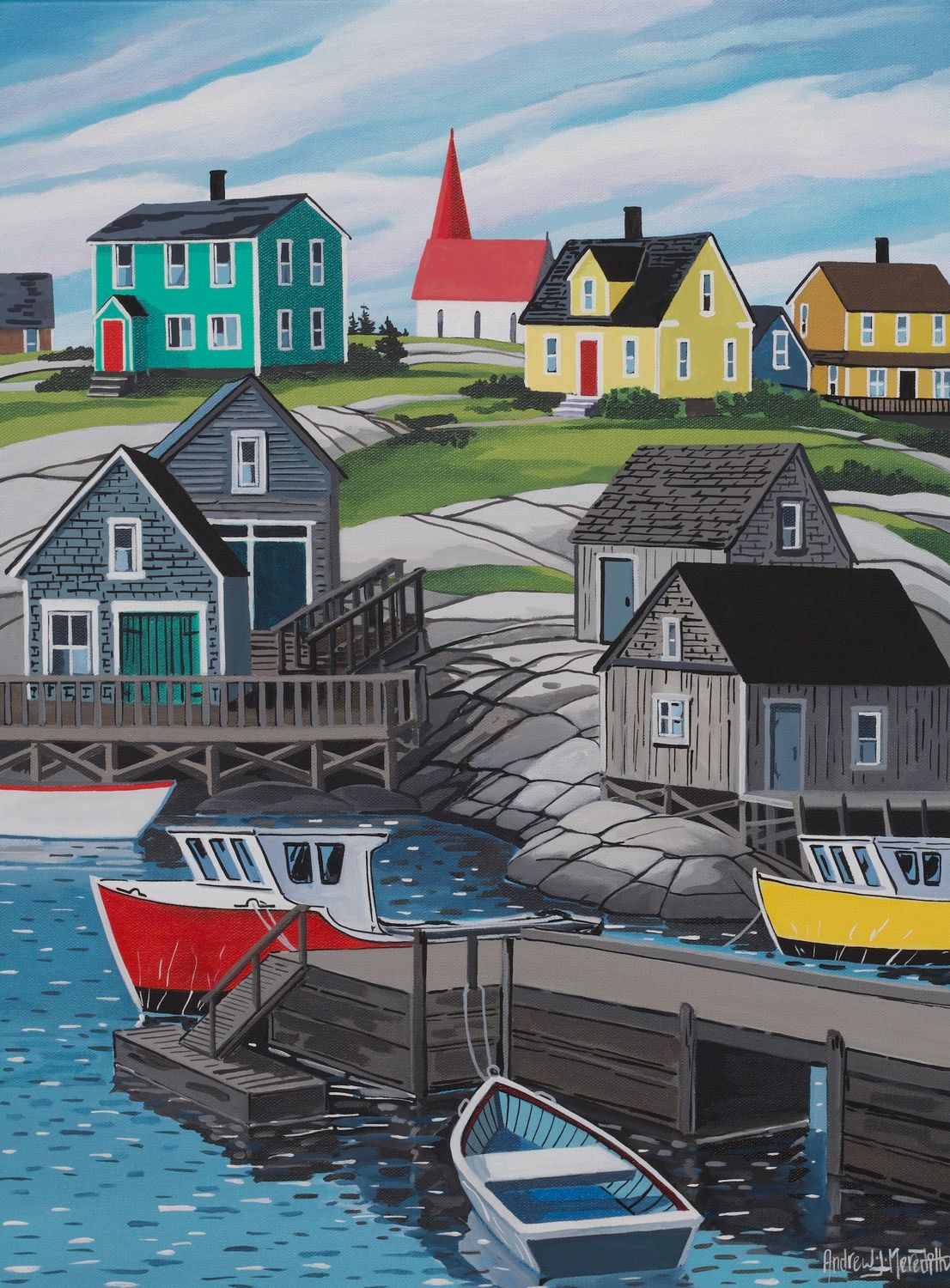 Up on the Rocks - Peggy's Cove 18x24 - Andrew Meredith