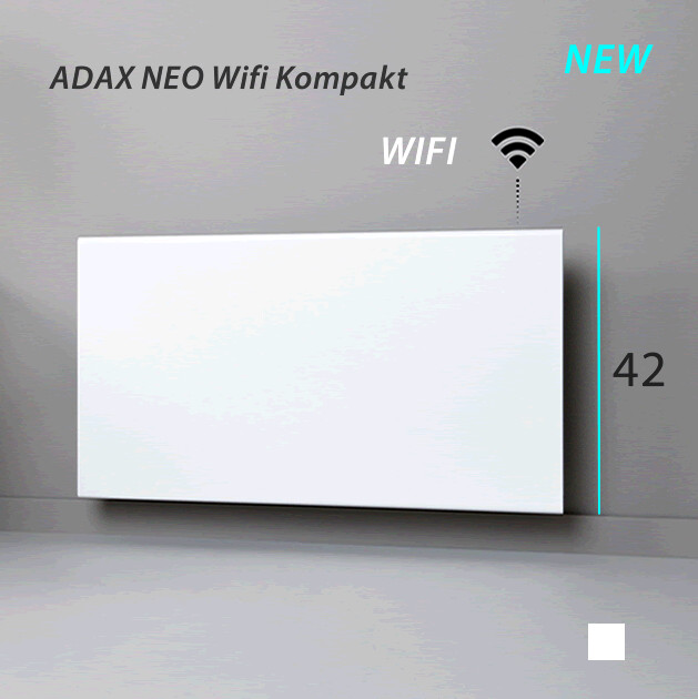 Convector de pared Adax Neo con termostato WiFi 330 mm de altura bajo consumo color blanco 