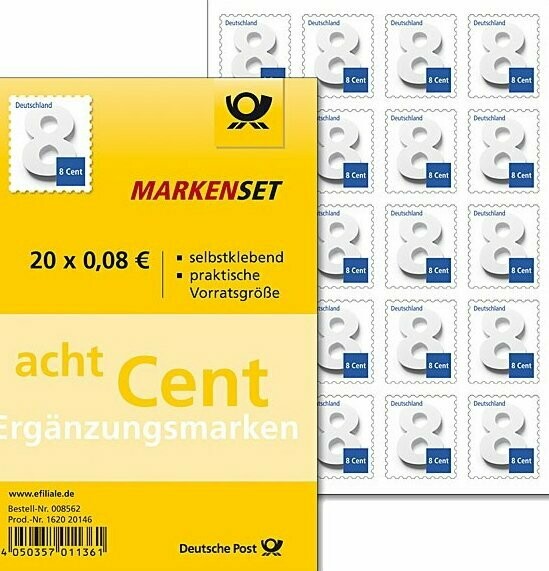 0,08 Briefmarken - 20 Stück selbstklebend im Markenset