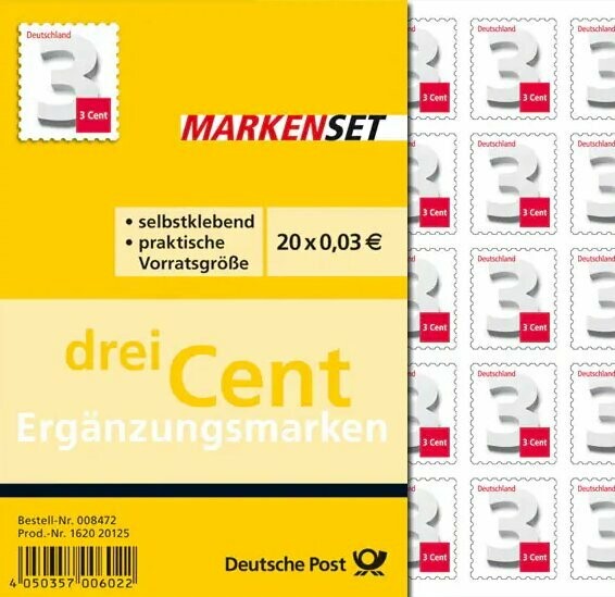 0,03 Briefmarken - 20 Stück selbstklebend im Markenset