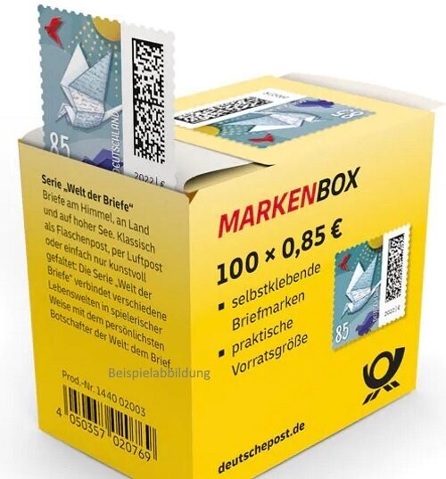 0,85 Briefmarken - J) Selbstklebend 100 Stück in Markenbox Brieftaube