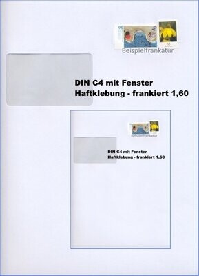 h) DIN C4 1,60 - Umschlag mit Fenster HK - 100 Stück
