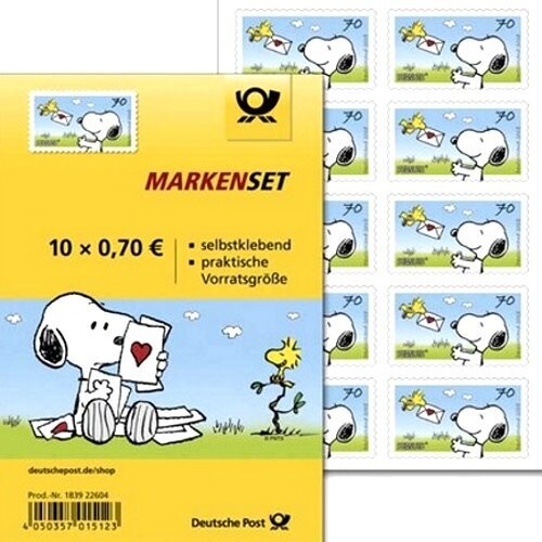 0,70 Briefmarken - H) Selbstklebend 10 Stück im Markenset Snoopy