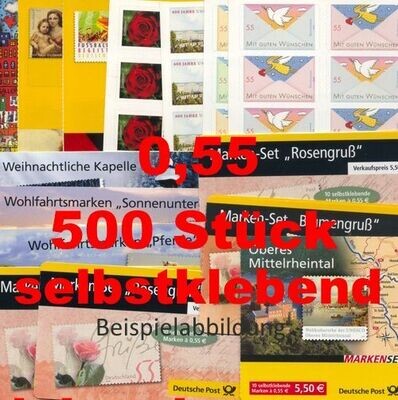 0,55 Briefmarken - J) Selbstklebend 500 Stück in Markensets