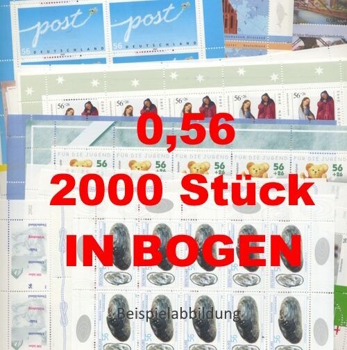 0,56 Briefmarken - G) 2.000 Stück in Bogen ANGEBOT