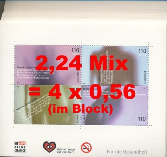0,56 Briefmarken P) 4er-Block - 400 Marken in Blocks