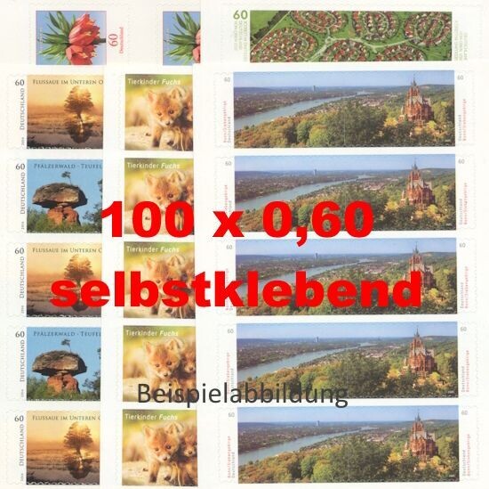 0,60 Briefmarken - J) Selbstklebend 100 Stück in Markensets 0,60 Briefmarken - J) Selbstklebend 100 Stück in Markensets