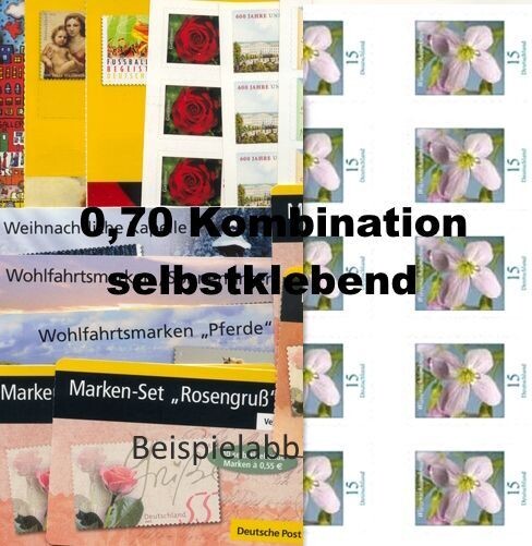 0,70 Briefmarken - 100 Stück Kombination selbstklebend