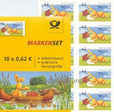 0,62 Briefmarken - H) 10 Stück selbstklebend im Markenset Hase Felix