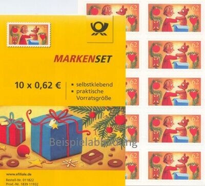 0,62 Briefmarken - H) 10 Stück selbstklebend im Markenset Teddy