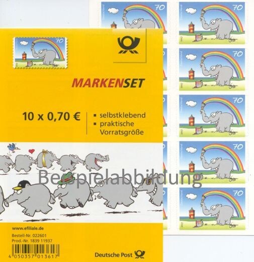 0,70 Briefmarken - H) Selbstklebend 10 Stück im Markenset Ottifant 0,70 Briefmarken - H) Selbstklebend 10 Stück im Markenset Ottifant