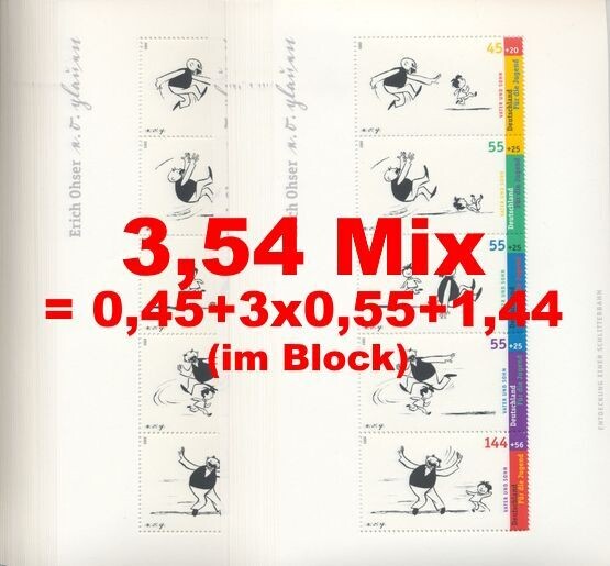 0,45-1,44 = 3,54 Briefmarken Kombination - 100 Stück als Blocks 0,45-1,44 = 3,54 Briefmarken Kombination - 100 Stück als Blocks