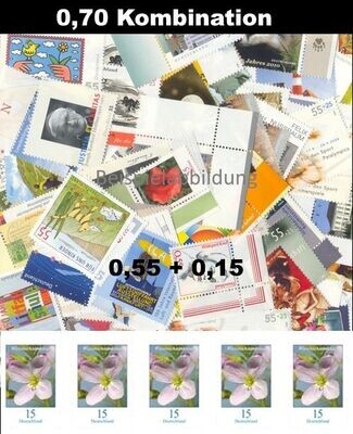 0,70 Briefmarken - B) 100 Stück Kombination