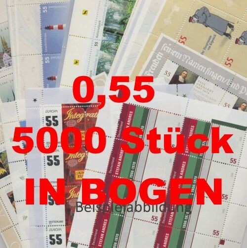 0,55 Briefmarken - I) 5.000 Stück in Bogen ANGEBOT SONDERPREIS 0,55 Briefmarken - I) 5.000 Stück in Bogen ANGEBOT SONDERPREIS