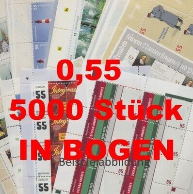 0,55 Briefmarken - H) 5.000 Stück in Bogen ANGEBOT SONDERPREIS
