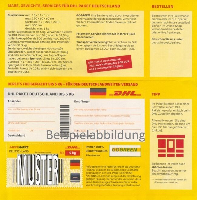 0 P5) Paketmarke Deutschland bis 5 kg - 1 Stück