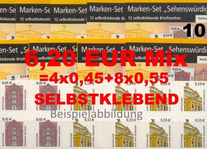 0,45+0,55 = 6,20 Briefmarken Set selbstklebend - 10 x
