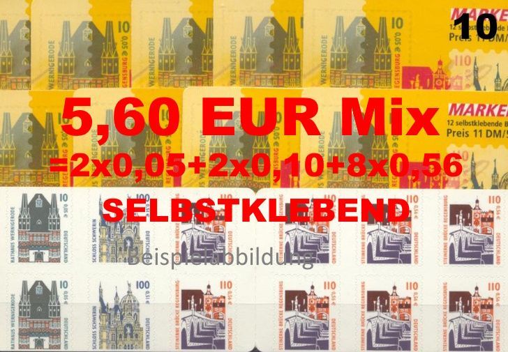 0,05-0,56 = 5,60 Briefmarken Set selbstklebend - 10 x