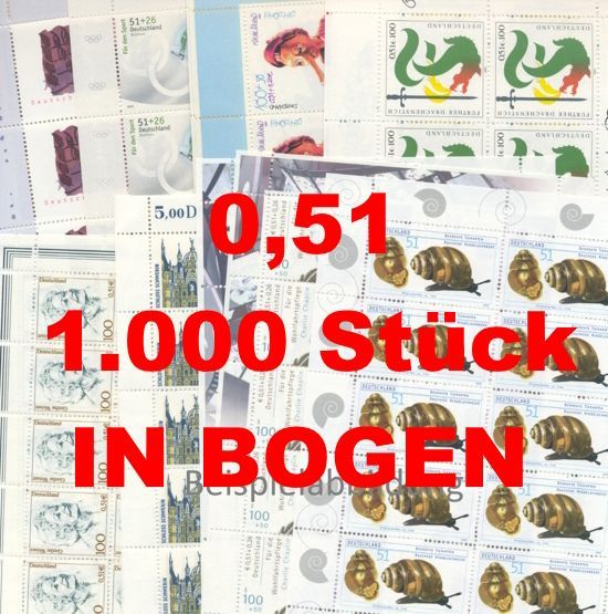 0,51 Briefmarken - E) 1.000 Stück in Bogen ANGEBOT
