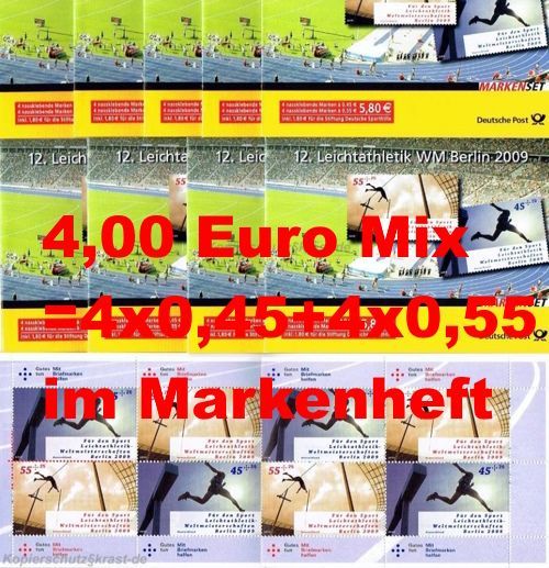 0,45+0,55 = 4,00 Briefmarken Kombination Leichtathletik im Set 10 x