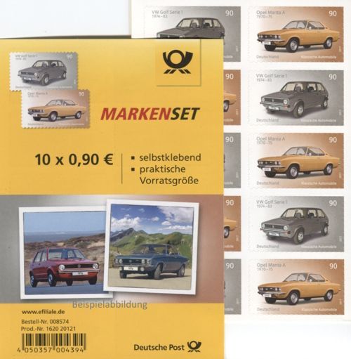 0,90 Briefmarken - H) Selbstklebend 10 Stück im Markenset Autos