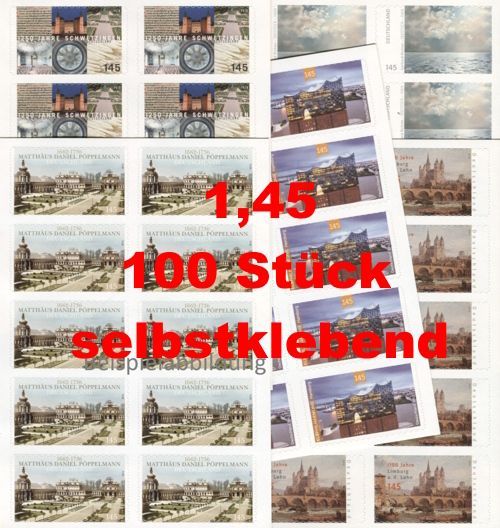1,45 Briefmarken - I) Selbstklebend 100 Stück in Markensets 1,45 Briefmarken - I) Selbstklebend 100 Stück in Markensets