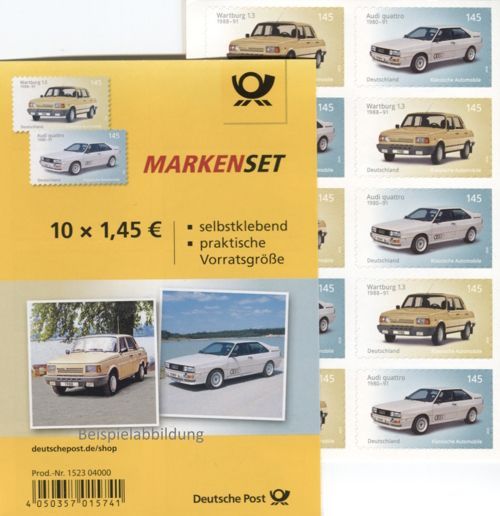 1,45 Briefmarken - H) Selbstklebend 10 Stück im Markenset Autos II