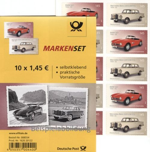1,45 Briefmarken - H) Selbstklebend 10 Stück im Markenset Autos I