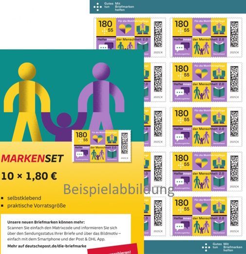 1,80 Briefmarken - J) Selbstklebend 10 Stück im Markenset Wohlfahrt