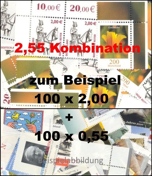 2,55 Briefmarken - 100 Stück Kombination