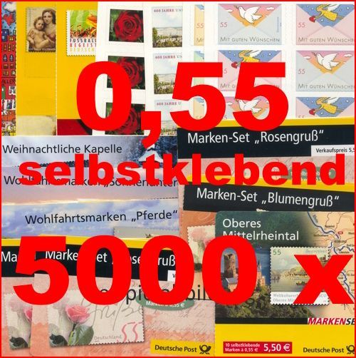 0,55 Briefmarken - P) Selbstklebend 5.000 Stück in Markensets ANGEBOT