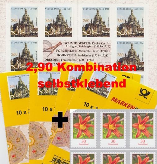 2,90 Briefmarken - 100 Stück Kombination selbstklebend