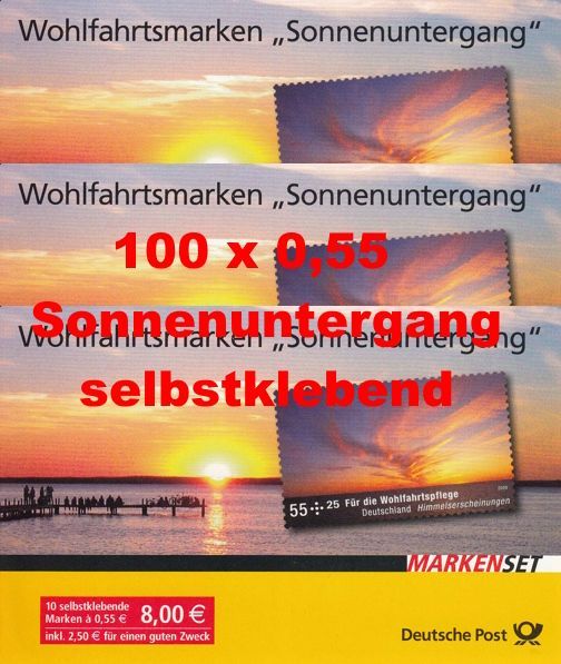 0,55 Briefmarken - L) Selbstklebend 100 Stück in Markensets Sonnenuntergang 0,55 Briefmarken - L) Selbstklebend 100 Stück in Markensets Sonnenuntergang