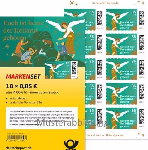 0,85 Briefmarken - H) Selbstklebend 10 Stück im Markenset Weihnachten 23 0,85 Briefmarken - H) Selbstklebend 10 Stück im Markenset Weihnachten 23