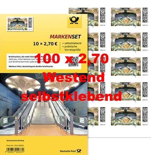 2,70 Briefmarken - I) Selbstklebend 100 Stück in Markensets 2,70 Briefmarken - I) Selbstklebend 100 Stück in Markensets