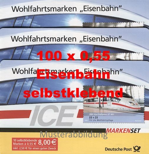 0,55 Briefmarken - L) Selbstklebend 100 Stück in Markensets Eisenbahn
